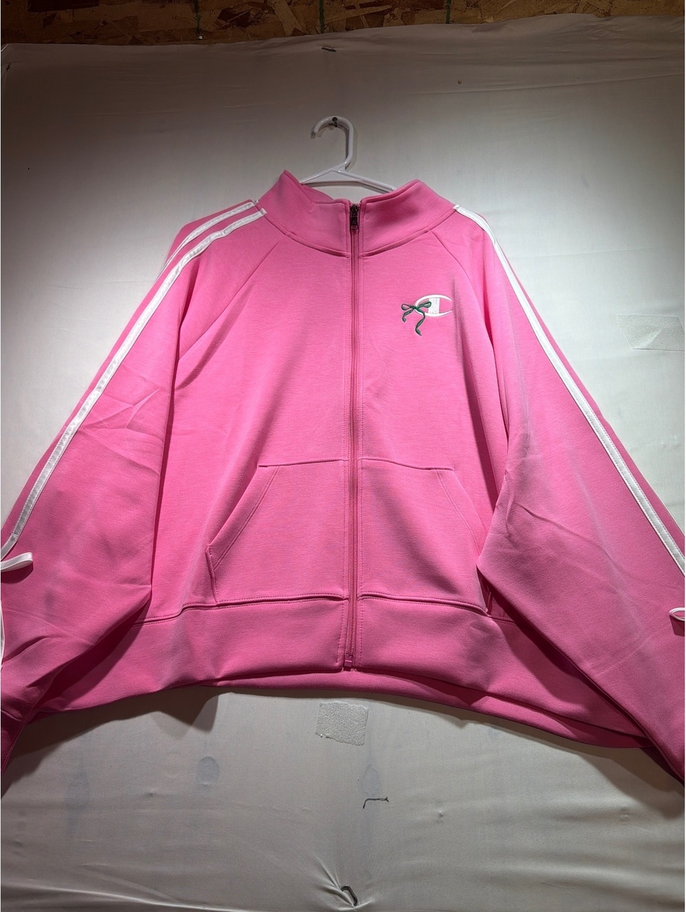 Champion Pink Cosmos In The Stands Long Sleeve Full Zip Mock Neck Sweatshirt 3X